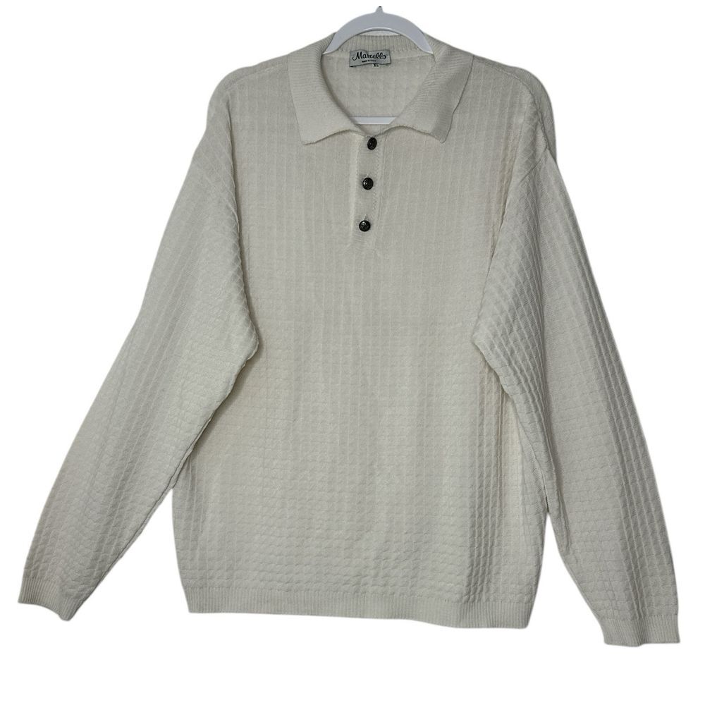 Marcello Sweater Mens XL Beige Merino Wool‎ Stretch Classic Cottage Blend Italy